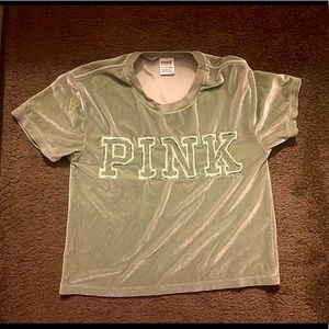 VS PINK velour light green shirt